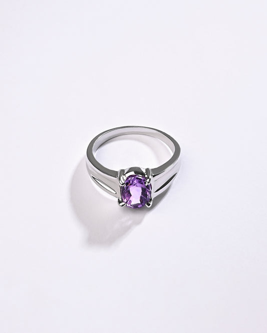 Statement Amethyst (Jamunia) Ring in 925 Sterling Silver - Urja