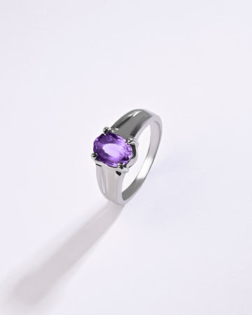 Statement Amethyst (Jamunia) Ring in 925 Sterling Silver - Urja