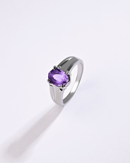 Statement Amethyst (Jamunia) Ring in 925 Sterling Silver - Urja