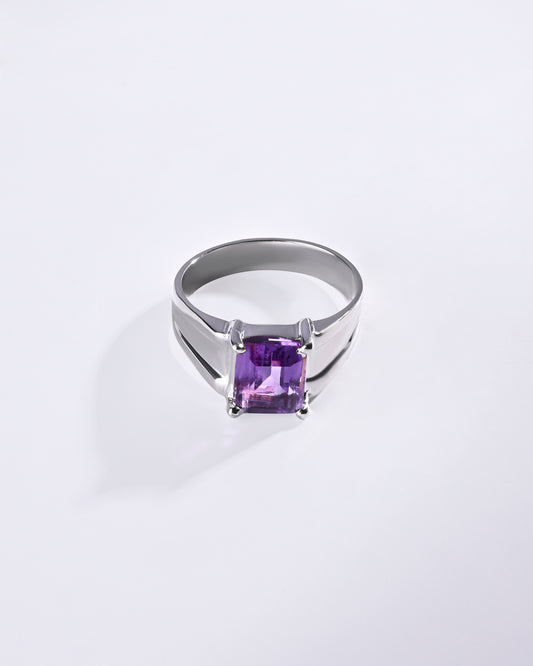 Statement Amethyst (Jamunia) Ring in 925 Sterling Silver - Urja Sq