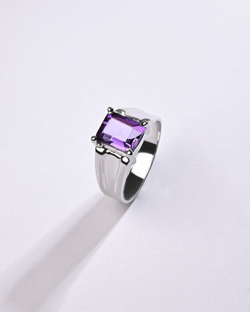 Statement Amethyst (Jamunia) Ring in 925 Sterling Silver - Urja Sq