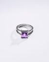 Silver amethyst stone ring for women