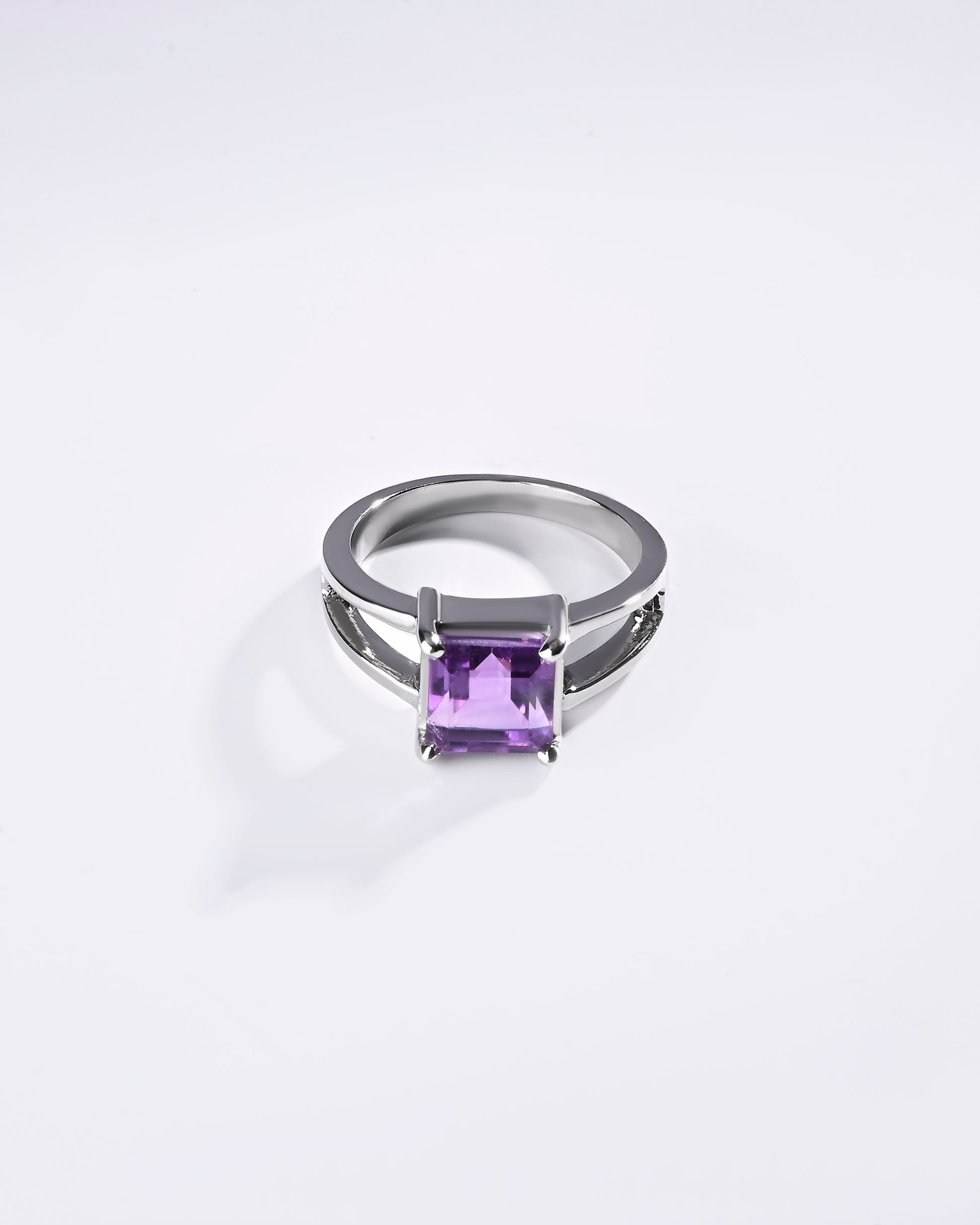 Silver amethyst stone ring for women