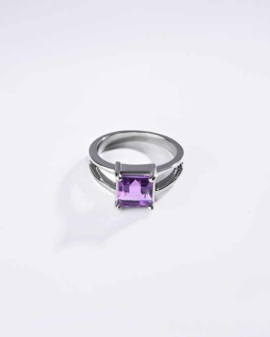 Ethereal Amethyst (Jamunia) Ring in 925 Sterling Silver - Urja Sq