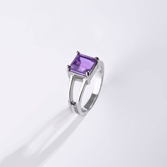 Silver amethyst stone silver ring