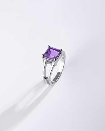 Silver amethyst stone silver ring