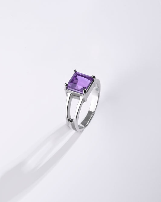 Ethereal Amethyst (Jamunia) Ring in 925 Sterling Silver - Urja Sq