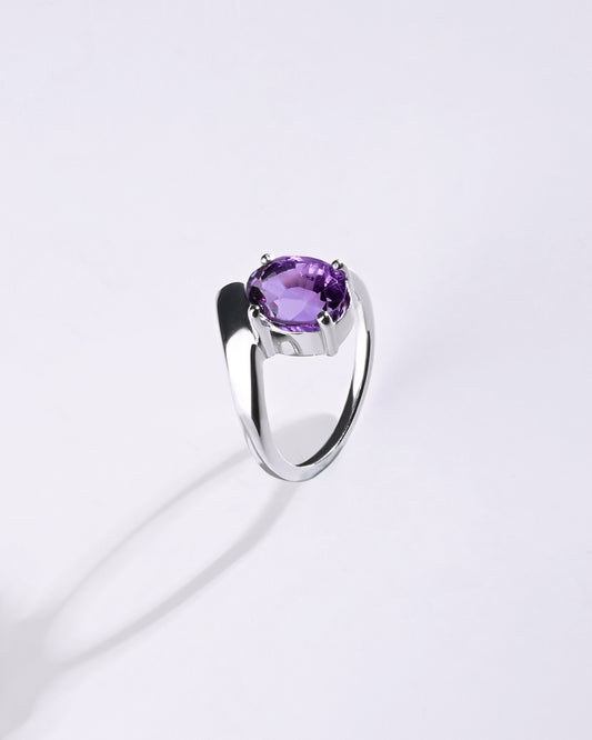 Modern Amethyst (Jamunia) Ring in 925 Sterling Silver - Urja