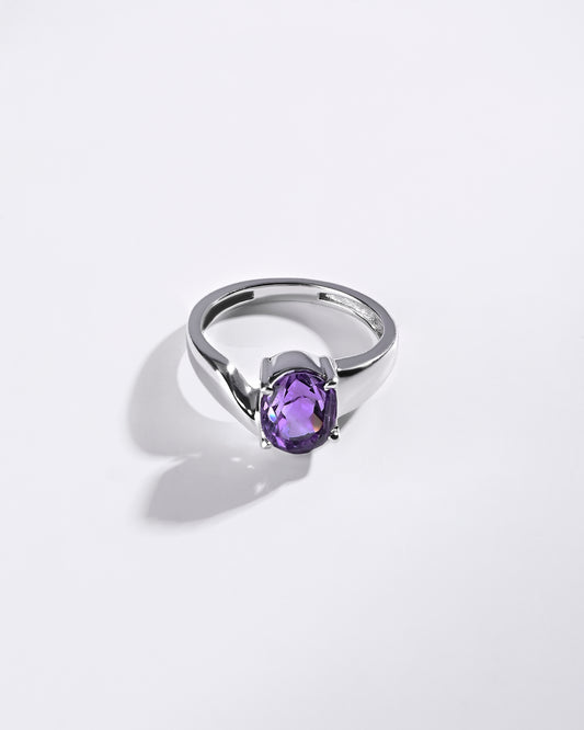 Vibrant Amethyst (Jamunia) Ring in 925 Sterling Silver - Urja