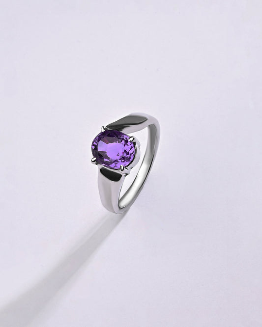Vibrant Amethyst (Jamunia) Ring in 925 Sterling Silver - Urja
