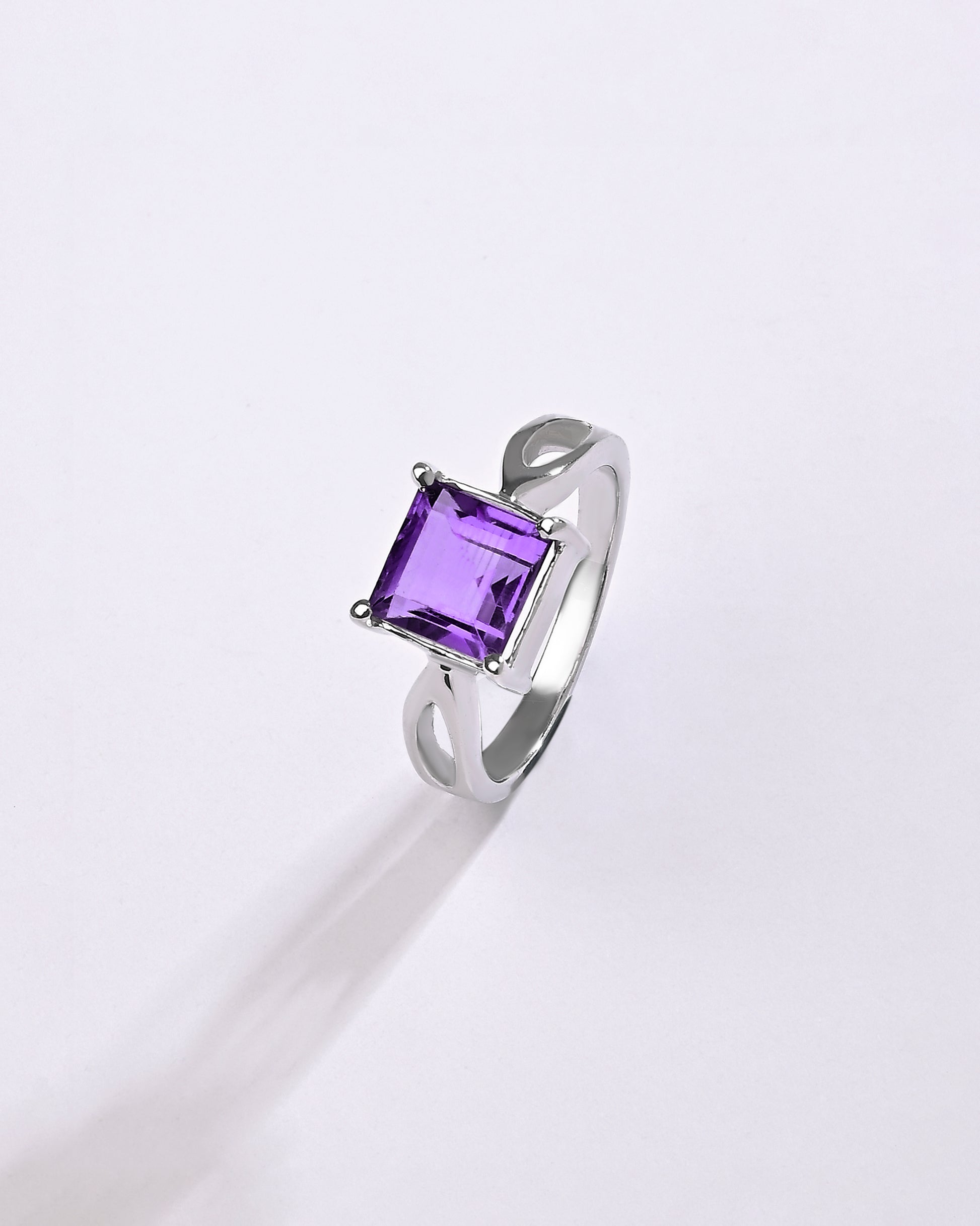Amethyst stone silver ring