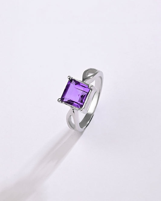 Grace Amethyst (Jamunia) Ring in 925 Sterling Silver - Urja Sq