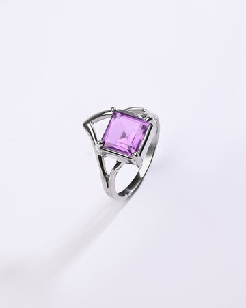 Serene Amethyst (Jamunia) Ring in 925 Sterling Silver - Urja Sq