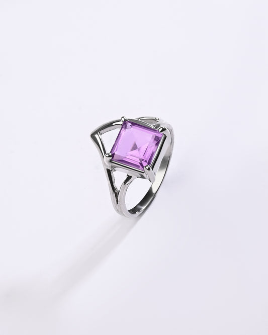 Serene Amethyst (Jamunia) Ring in 925 Sterling Silver - Urja Sq