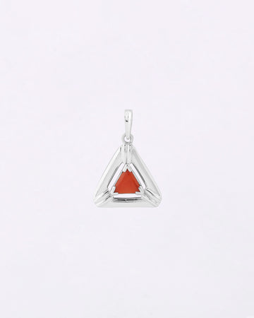 Moonlit Crown Triangular Coral Pendant in 925 Silver