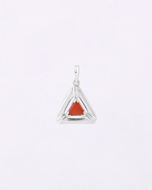 Moonlit Crown Triangular Coral Pendant in 925 Silver