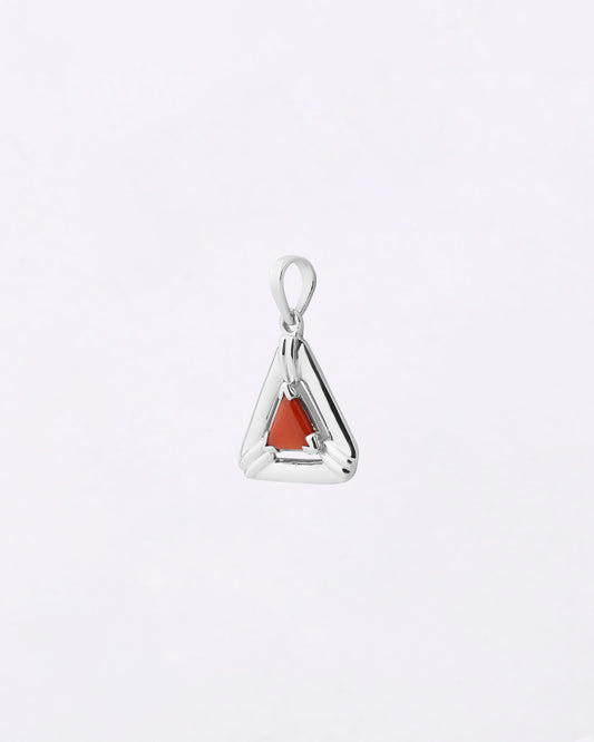 Moonlit Crown Triangular Coral Pendant in 925 Silver