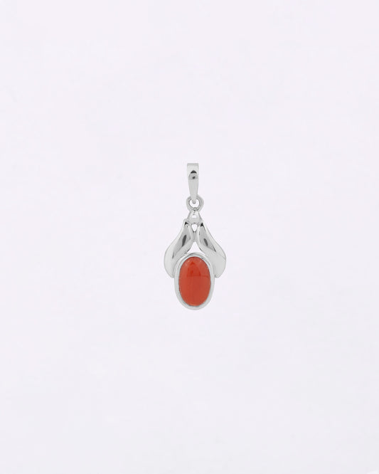 Wave Curve Coral Pendant in 925 Silver