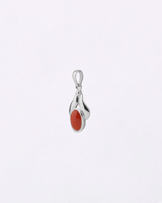 Wave Curve Coral Pendant in 925 Silver