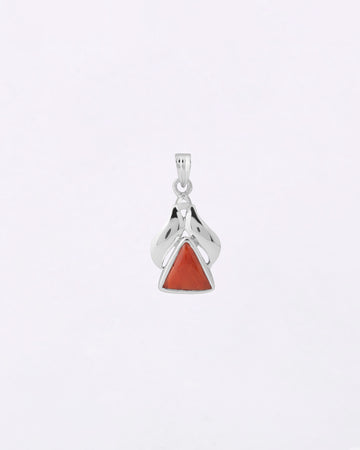 Wave Curve Triangular Coral Pendant in 925 Silver