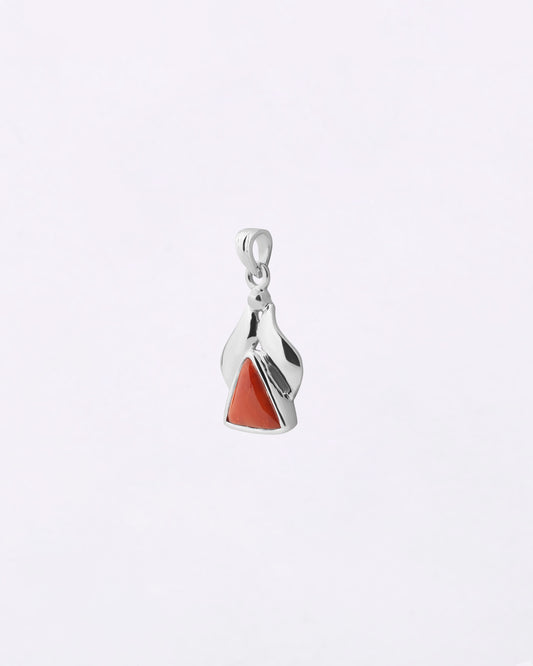 Wave Curve Triangular Coral Pendant in 925 Silver