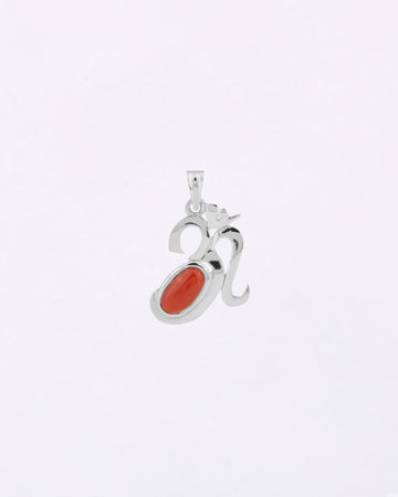 Eternal Om Coral Pendant in 925 Silver