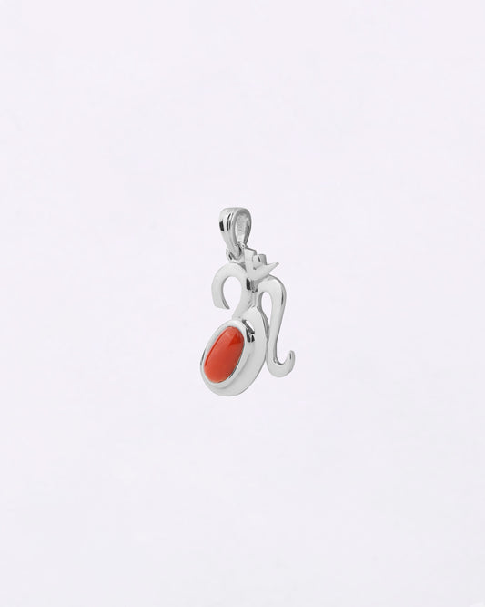Eternal Om Coral Pendant in 925 Silver