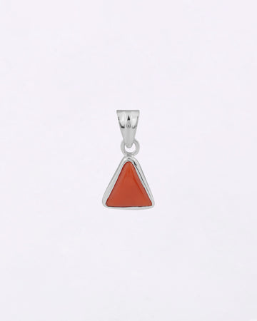 Plain Triangular Coral Pendant in 925 Silver