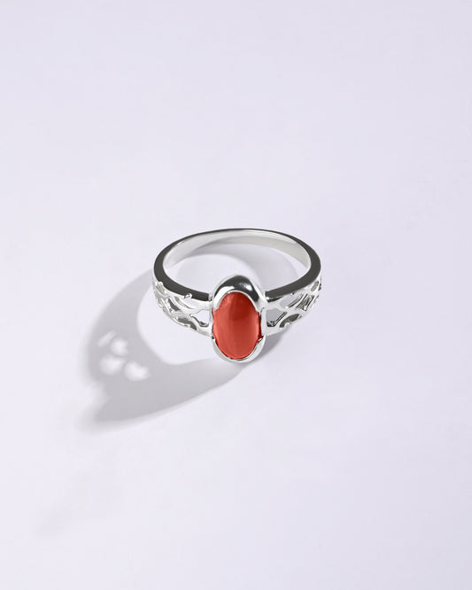 Supreme Coral (Moonga) Ring in 925 Sterling Silver - Nova