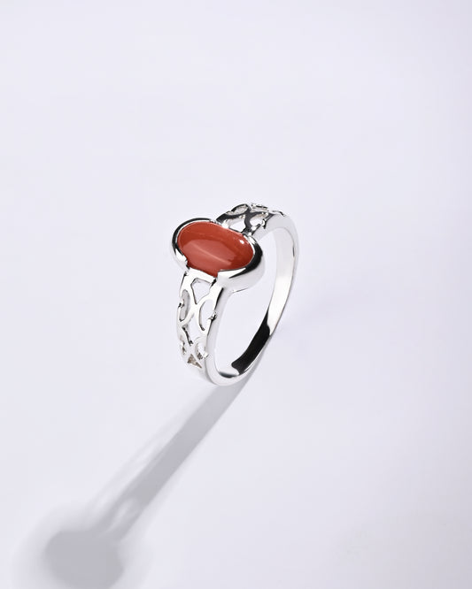 Supreme Coral (Moonga) Ring in 925 Sterling Silver - Nova