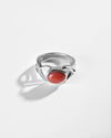 Designer Coral (Moonga) Ring in 925 Sterling Silver - Shakti