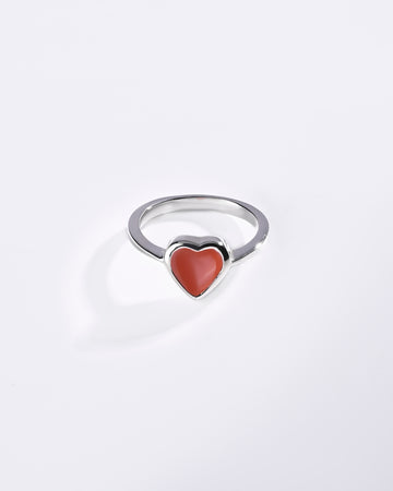 Minimalist Coral (Moonga) Ring in 925 Sterling Silver - Shakti Hr