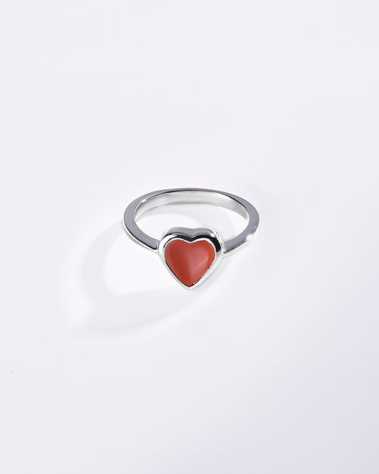 Minimalist Coral (Moonga) Ring in 925 Sterling Silver - Shakti Hr