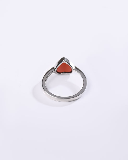 Minimalist Coral (Moonga) Ring in 925 Sterling Silver - Shakti Hr