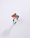 Modern Coral (Moonga) Ring in 925 Sterling Silver - Delta
