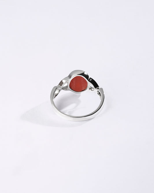 Powerful Coral (Moonga) Ring in 925 Sterling Silver - Shakti