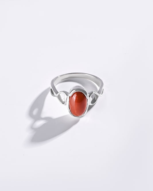 Glorious Coral (Moonga) Ring in 925 Sterling Silver - Nova