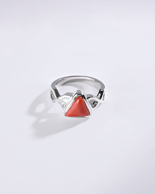 Powerful Coral (Moonga) Ring in 925 Sterling Silver - Shakti Tr