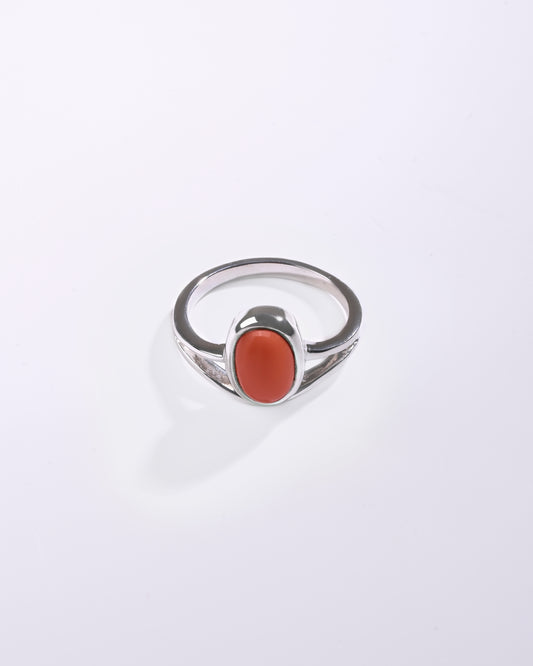 Harmony Coral (Moonga) Ring in 925 Sterling Silver - Shakti