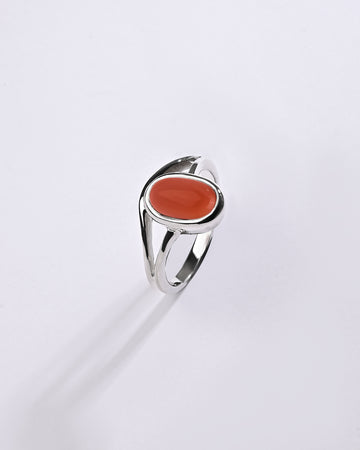 Harmony Coral (Moonga) Ring in 925 Sterling Silver - Shakti