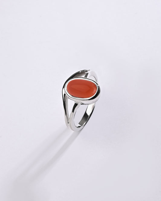 Harmony Coral (Moonga) Ring in 925 Sterling Silver - Shakti