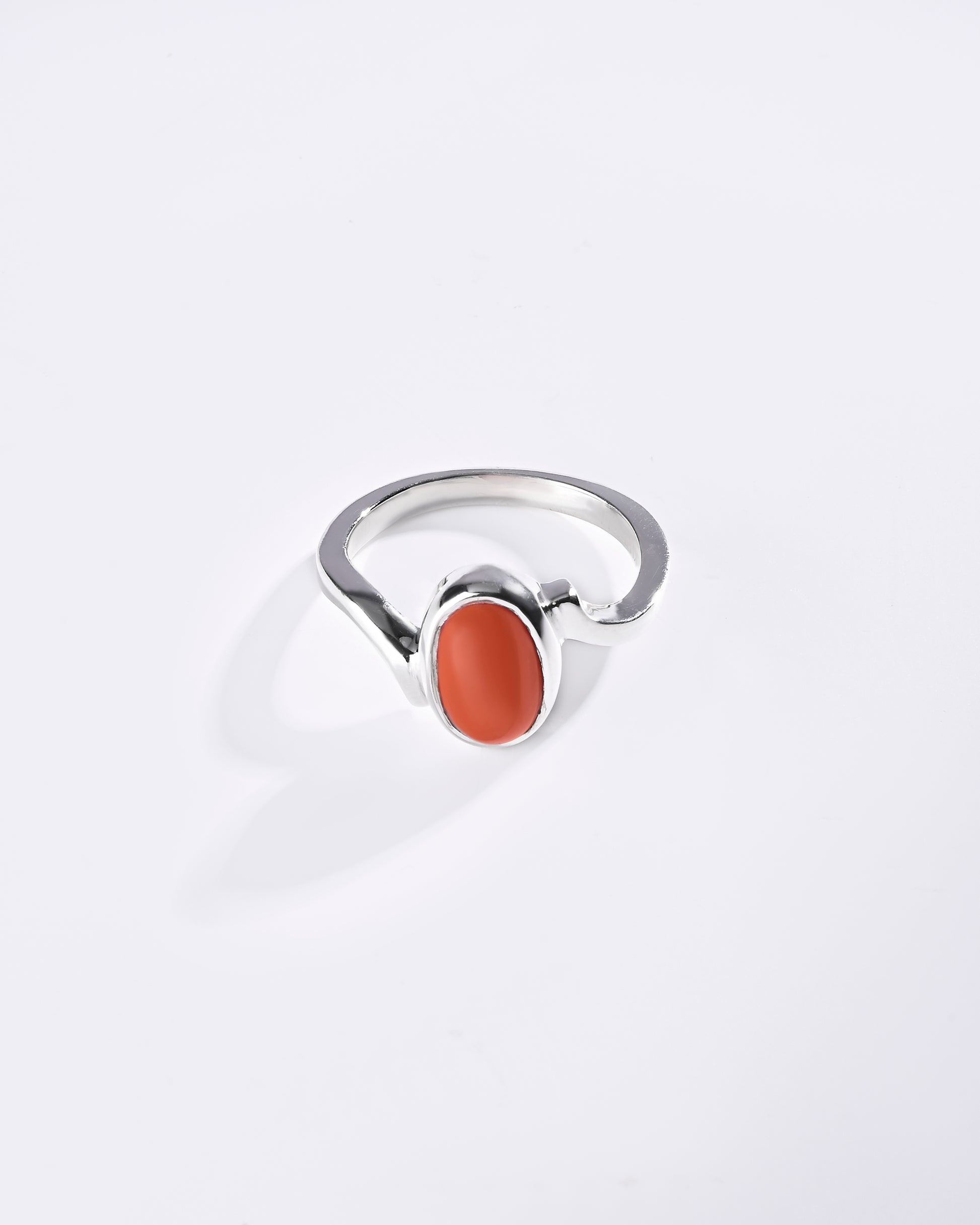 Mesh Rashi Gemstone Ring of Coral in Silver from Myra Gems 