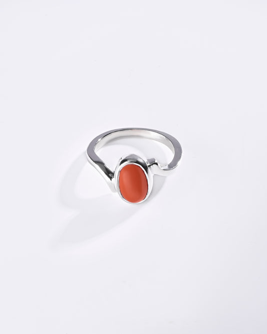 Bliss Coral (Moonga) Ring in 925 Sterling Silver - Shakti