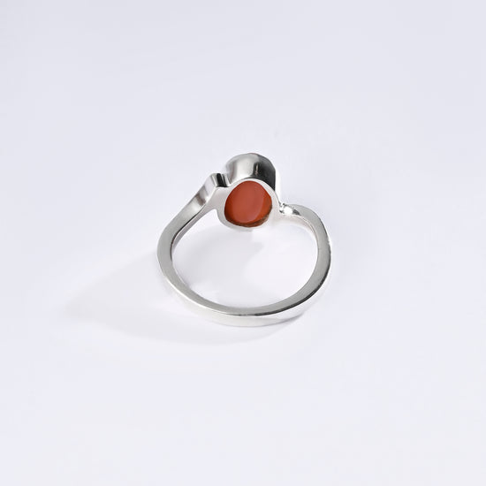 Mesh Rashi Gemstone Ring of Coral in Silver from Myra Gems 