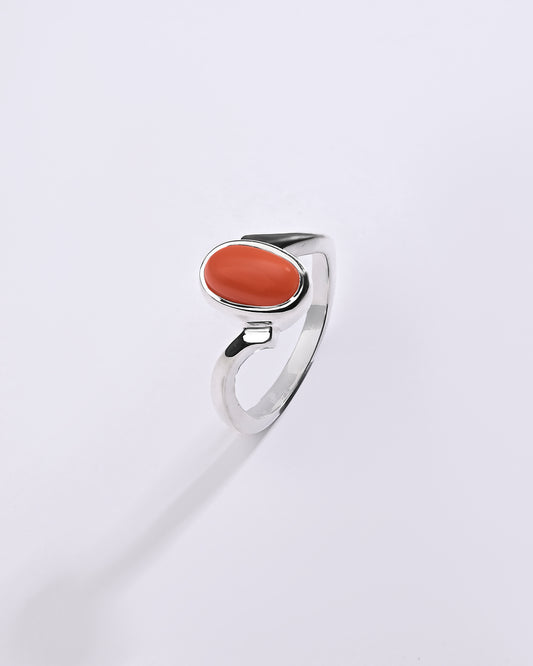 Bliss Coral (Moonga) Ring in 925 Sterling Silver - Shakti