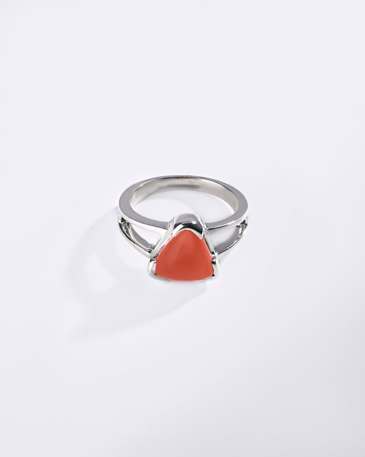 Ethereal Coral (Moonga) Ring in 925 Sterling Silver - Delta Tr
