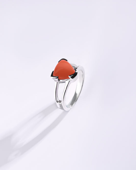 Ethereal Coral (Moonga) Ring in 925 Sterling Silver - Delta Tr