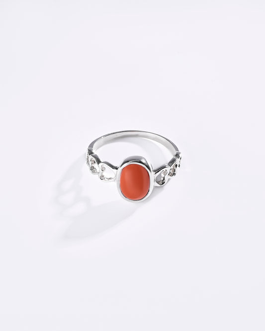 Forever Coral (Moonga) Ring in 925 Sterling Silver - Shakti