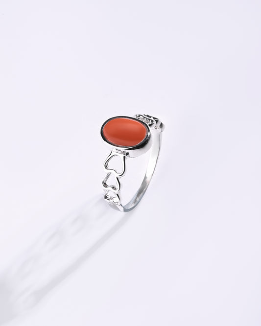Forever Coral (Moonga) Ring in 925 Sterling Silver - Shakti