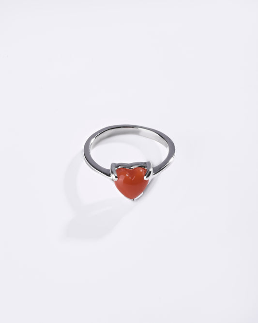 Minimalist Coral (Moonga) Ring in 925 Sterling Silver - Delta Hr
